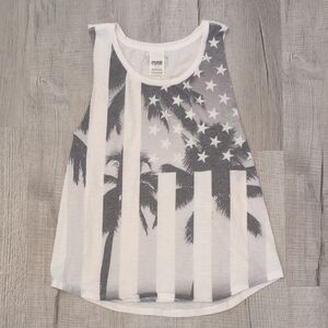 PINK Victoria's Secret White & Gray Palm Flag Tank